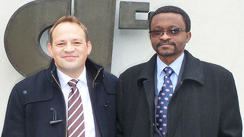 Harald Dreher, Business Manager Neurosurgery & Omotayo Abimbola Ojo, 19th WFNS-Aesculap Adult Fellow
