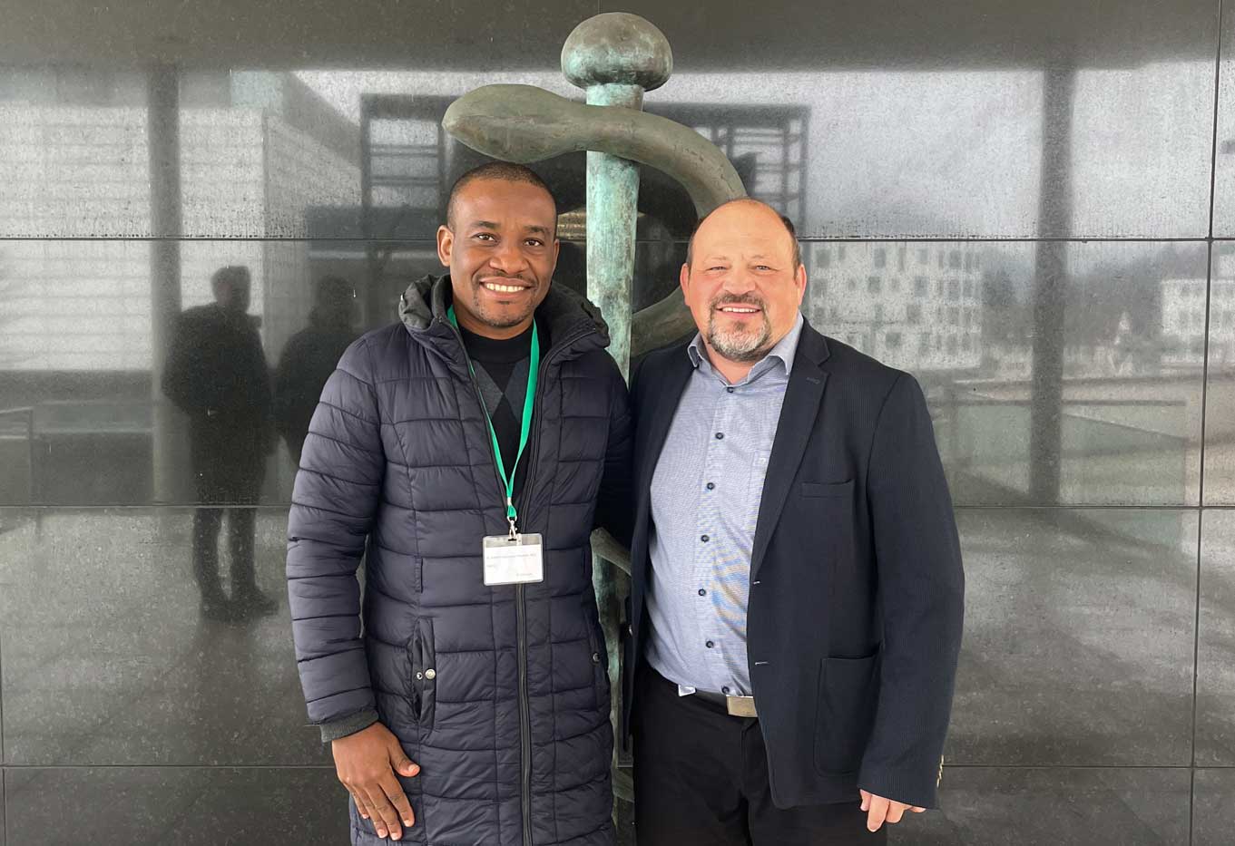 Mr. Kelechi Onyenekeya Ndukuba M. D., 54th WFNS-Aesculap Adult Fellow & Harald Dreher, Senior Business Development Manager Neurosurgery