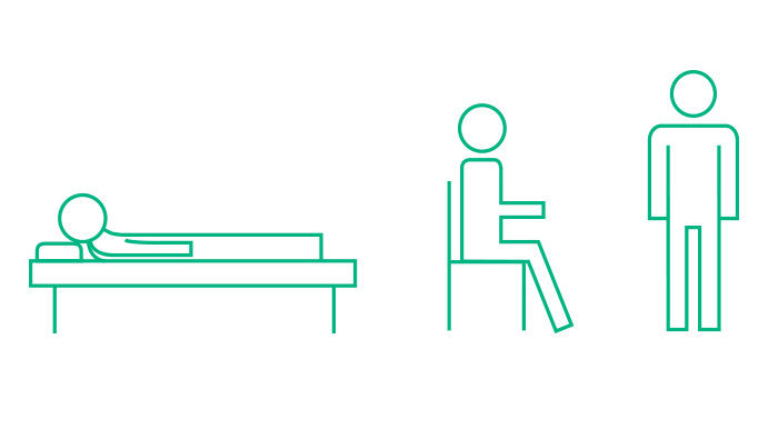 Icons of lying, sitting and standing hydrocephalus patients