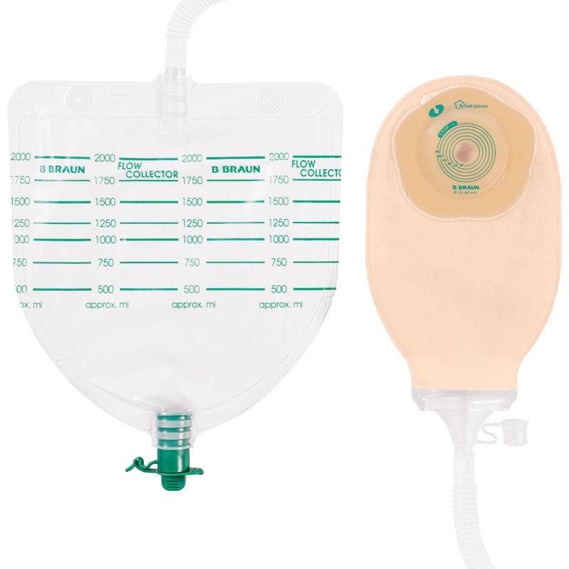 Flexima Active O' convex High Flow stoma bag and distal bag Flow Collector