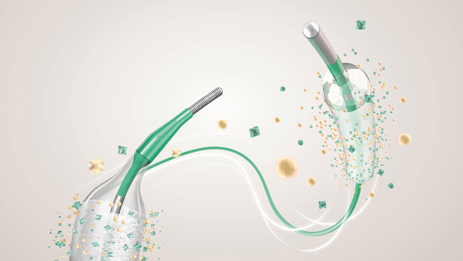 Two drug-coated balloons for coronary angioplasty.​