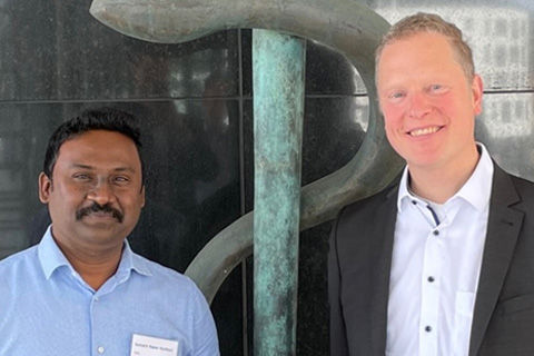 Dr. Sumanth Kumar Nyathani, 41st WFNS-Aesculap Adult Fellow & Andreas Knapp, VP Global Marketing and R&D Neurosurgery and Power Systems