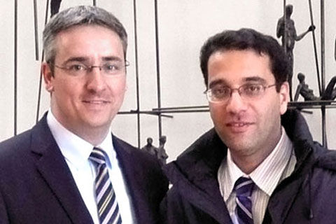 Ingo vom Berg, Vice President Marketing, Aesculap Neurosurgery & Payman Vahedi, 1st WFNS-Aesculap Adult Fellow