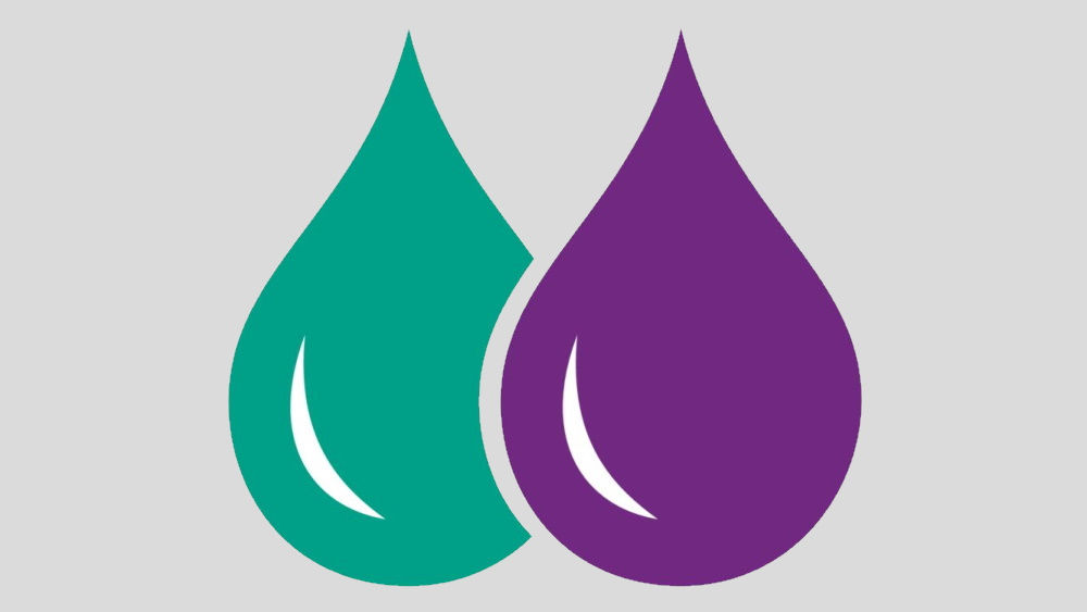 green and purple waterdrop illustration