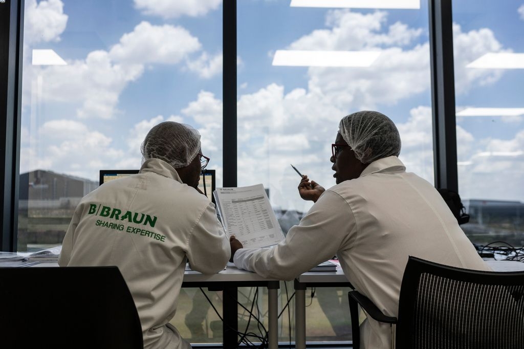 Test lab workers at B. Braun's Longlake facility.