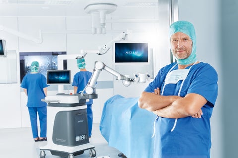 Robotic-assisted digital surgical microscope platform Aesculap Aeos® 