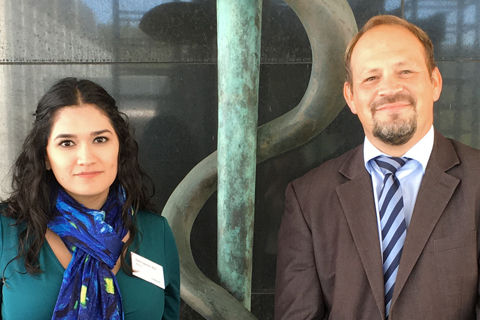 Dr. Thalía Estefania Sánchez Correa, 15th WFNS-Aesculap Pediatric Fellow & Harald Dreher, Business Manager Neurosurgery