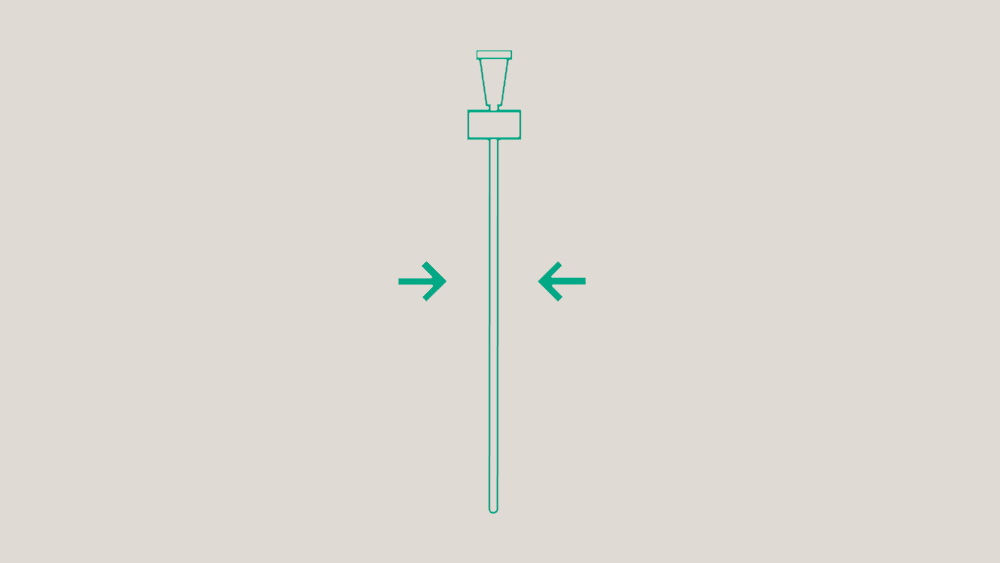 Arrows pointing towards the catheter