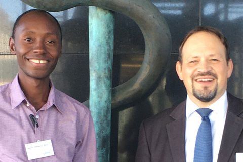 Dr. Janvier Hitimana, 36th WFNS-Aesculap Adult Fellow & Harald Dreher, Business Development Manager Neurosurgery