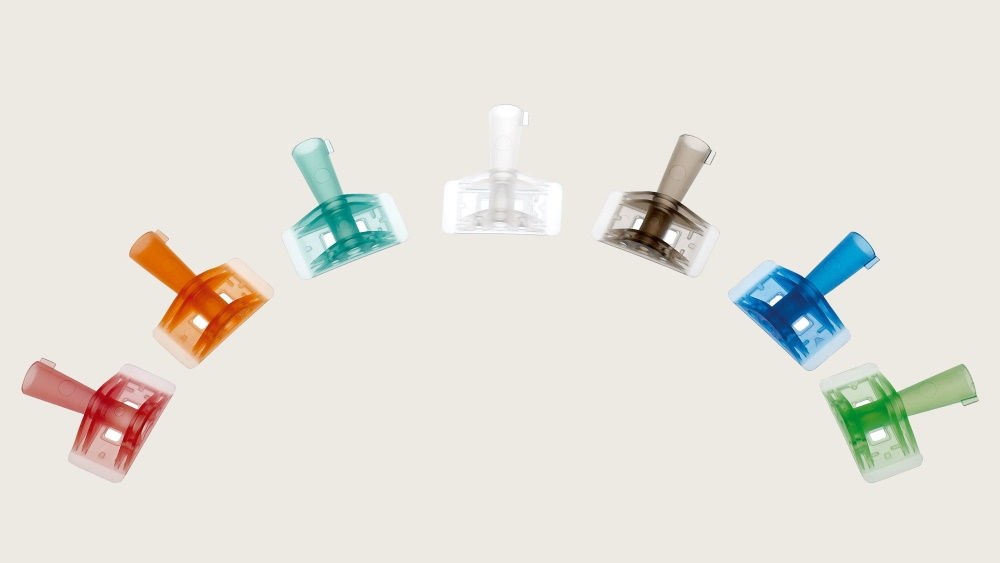 Catheter connectors in seven different colors
