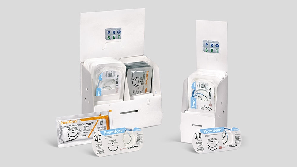 Sterile packaging with different surgical sutures