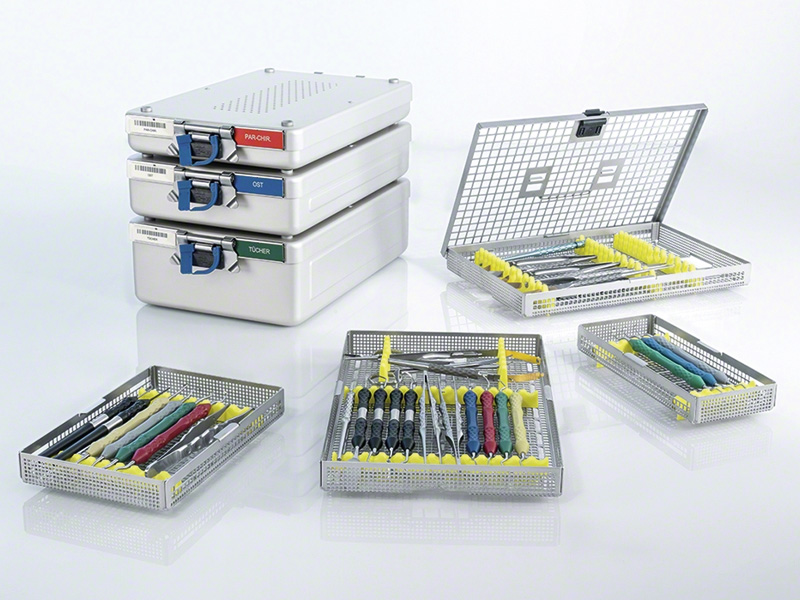 Tray system with instruments and dental containers