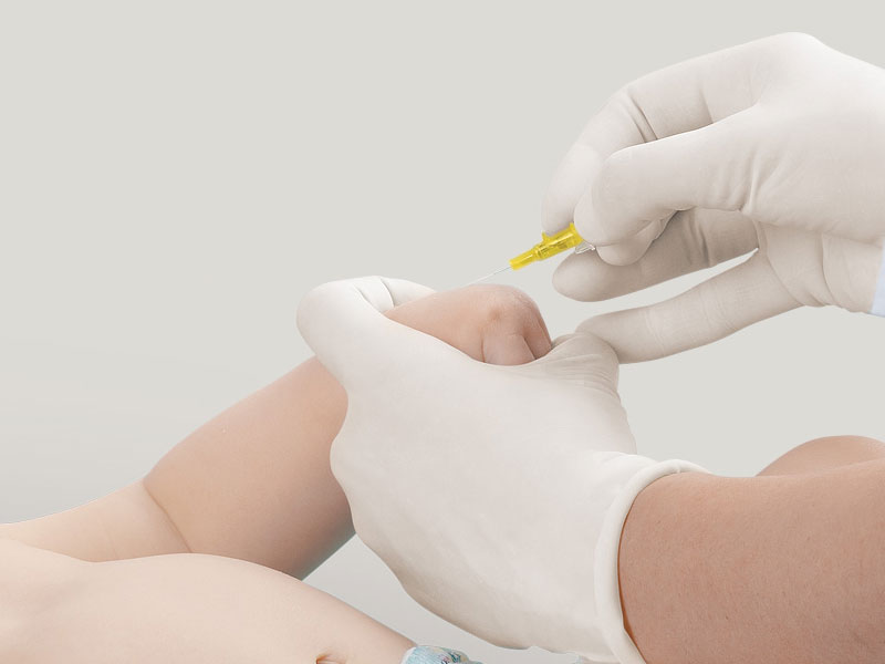 IV access via a baby's hand