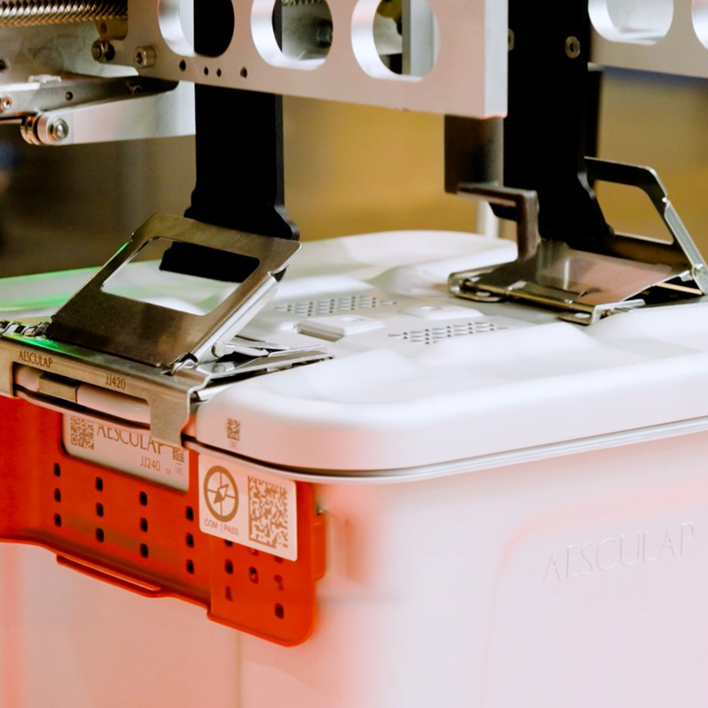 Sterile container is opened automatically.