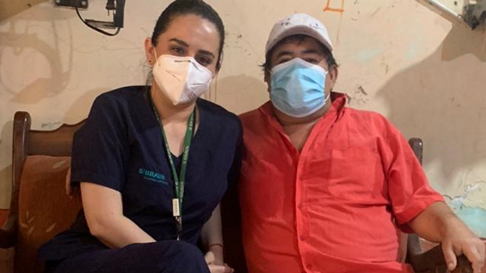 Galo, diabetic patient, with his nurse