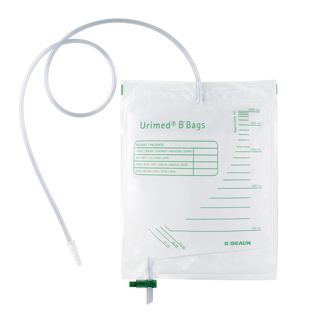 Drainable urine collecting bag